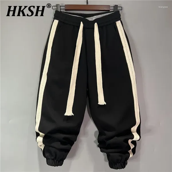 Erkekler Pantolon HKSH Bahar Sonbahar Gevşek Patchwork Sports Harem Beyaz Elastik Drawstring Manşetler Günlük High Street HK0948