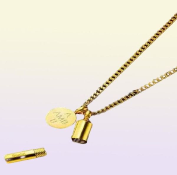 Colar cápsula aberta Colar de pingente homens mulheres letra de designer de luxo pingentes de aço inoxidável masculino Chain Link Gold5941749