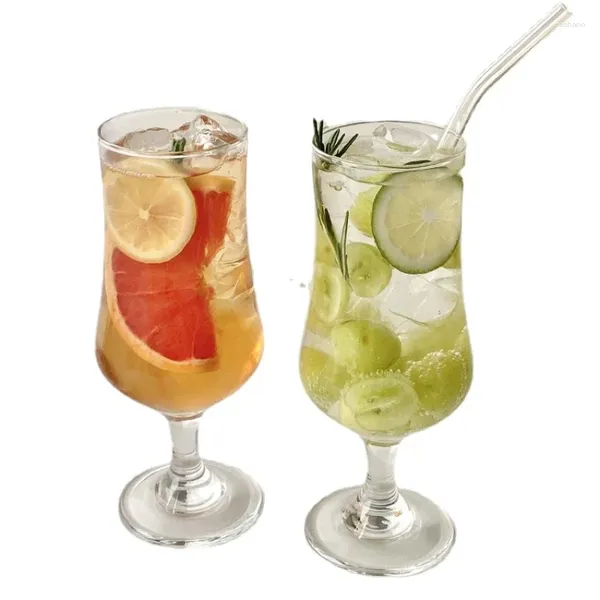 Tazze ins vento in vetro alto piede di bellezza beauty frutta tè a bolle succo d'acqua dell'acqua di bevanda fredda cocktail