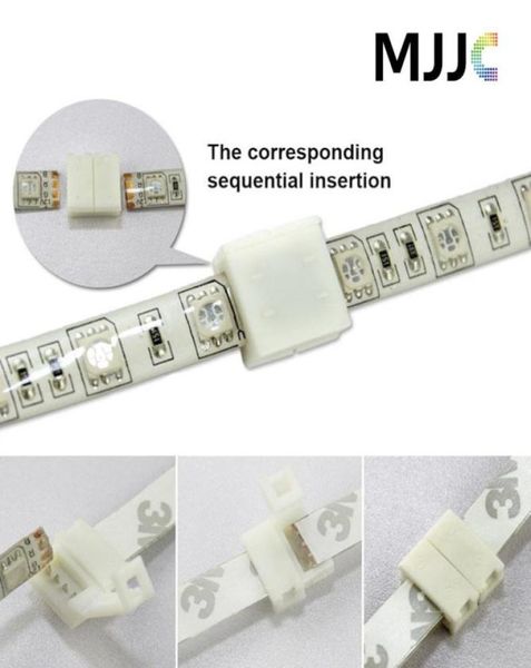 100pcs 8mm 2pin 10mm 4pin PCB conectores sem soldas Adaptador para SMD 5050 3528 RGB Faixa de LED de cor única LEV