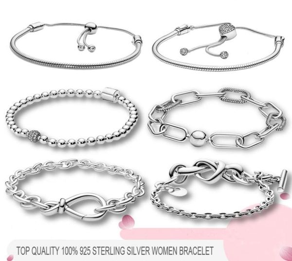 100% 925 Bracelets de prata esterlina para mulheres Fashion Link Link Cadel Bracelet Fit Charms Beds Fine Jewelry Gift Send Dust Bag Gift6428465