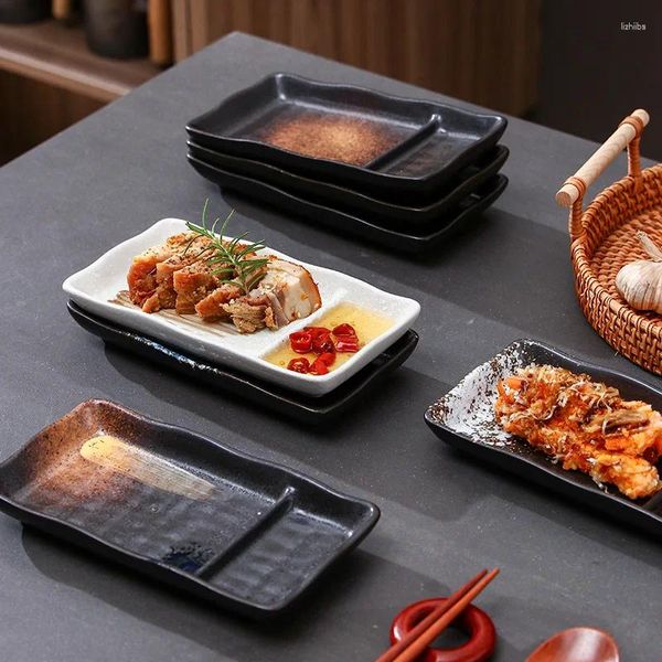 Piastre piatto di snack in ceramica in stile giapponese con piatto di aceto di sushi cucina doppia barbecue stagionamento da tavoli freddi