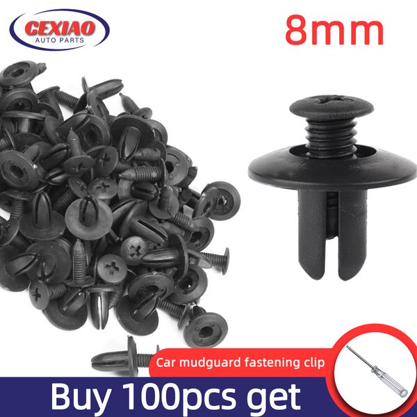 50/100pcs klipler 8mm delik otomatik bağlantı elemanları tutucu pin pim kapısı perçin plastik klips bağlantı elemanları siyah arabalarca kapak diken dikenler perçin