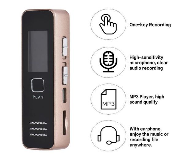 Digital Voice Recorder 20-Stunden-Aufnahme mit MP3-Player, Mini O-Aufzeichnung Support 32 GB TF-Karten Professionelle Diktaphone9495005