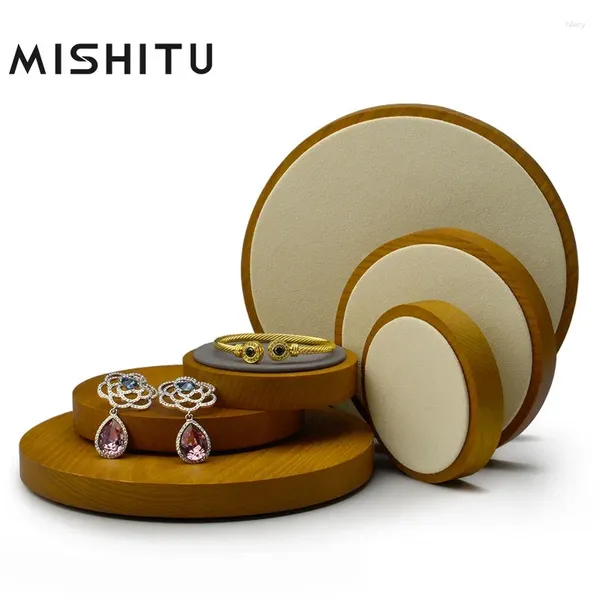 Dekorative Teller Mishitu Massivholz Schmuck Display Tablett Halskette Armband Ohrringe Uhr Aufbewahrungstheke Runde Schale