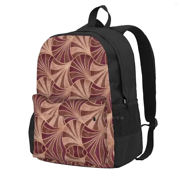 Backpack Art Deco Fãs Bolsas Escolares Laptop de Viagem Estilish Royal Fall Colors Aesthetics Kudelmainen 21GP9995