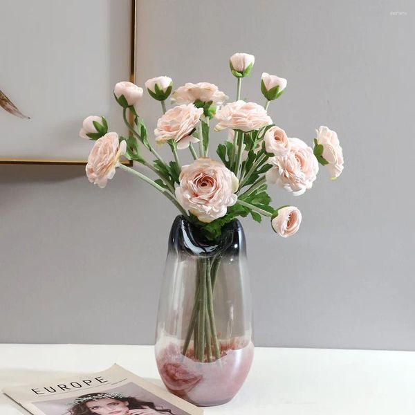 Flores decorativas de 5/10pcs de alta qualidade Camellia Flower Bouquet Artificial Table Decoration for Living Room Home Decor