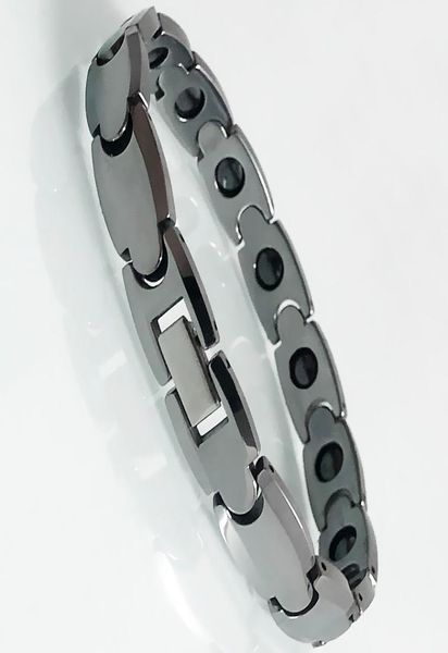 Link Cadeia Classic Casal Bracelets Solid Tungsten Aço de saúde Pulseira magnética para homens Homme Mannen Armbanden Weddin5028273