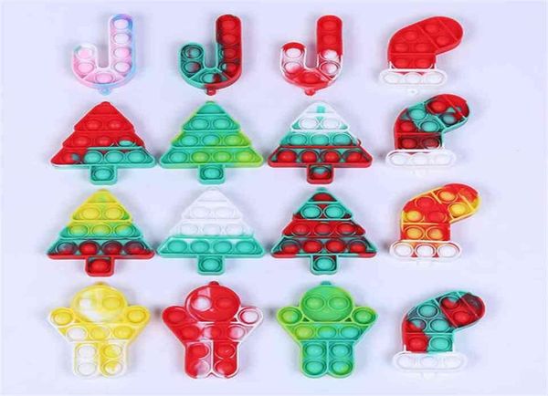 Sensory Slicone Rubber Push -Toys Key Кольцо рождественские пузырьки за головоломку Рождественские чулки подарочные носки детские дети на рабочем столе раннее образование g83rab66638081