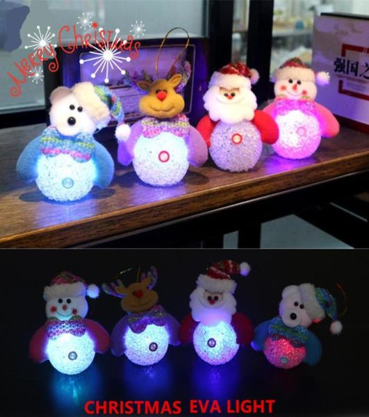 Eva Plush Toys Christmas Tree Christmas Bolne Snowman Bambole LED Bambole illuminato Decorazione Ornamenti per ciondoli per bambini039s Gifts2321241