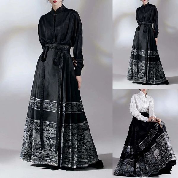 Signe lunghe Vintage Y2K Skirt Horse Face Abiti di moda Casualmente Etnic Streetwear Elegante costume Hanfu cinese 240412