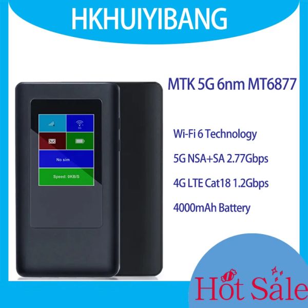 Combos desbloqueados MTK MT6877 5G WiFi 6 SIM Pocket Wi -Fi Router 2,77 GBPS 2GB+32 GB 2.4 '' Display 5G 4G LTE MODEM