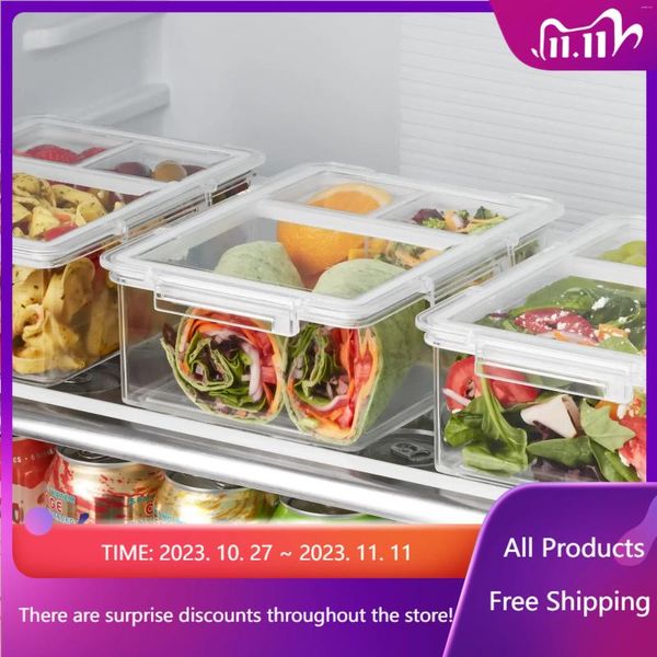 Garrafas de armazenamento Pacote de recipiente de 3 itens de cozinha de alimentos de plástico transparente Transp rápido