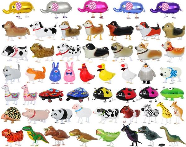 100pcs Walking Animal Helium Ballon süße Katzenhund Dinosaurier Folie Geburtstagsfeier Babyparty Geschenk Spielzeug 220523227r5052761