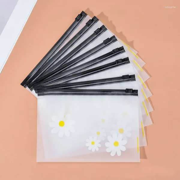 Bolsas de armazenamento 100pcs Little Daisy Pe Fosted Bag para estanho de maquiagem reutilizável de artigos de jóias bolsas de embalagem de embalagem