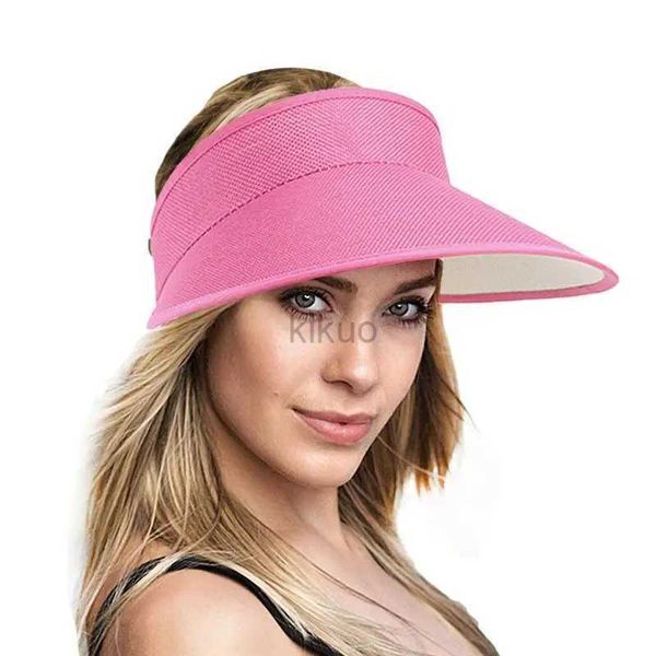 Visors Wide Brim Hats Bucket Sun for Women Faux Linen Moda Sports Visor Hats 240413