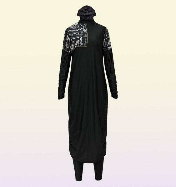 Hijabs Ankunft stilvoller muslimischer Badebekleidung 3 -teiliges lange Robe Schwimmanzug Muslimah Badeanzug Islamisch 2209238510022