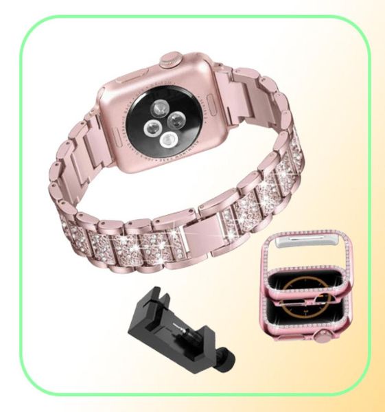 Para Watch Band 40mm 44mm 38mm 42mm Women Diamond Band para Watch Series 4 3 2 1 Iwatch Bracelet Strap Aço Aço Anterior 54040906