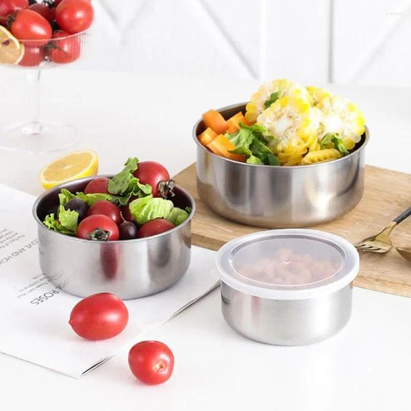 Abendessen 5pcs Storage Bowl Edelstahlbecken für Heimküchen Restaurant Container Bento Lunch Box