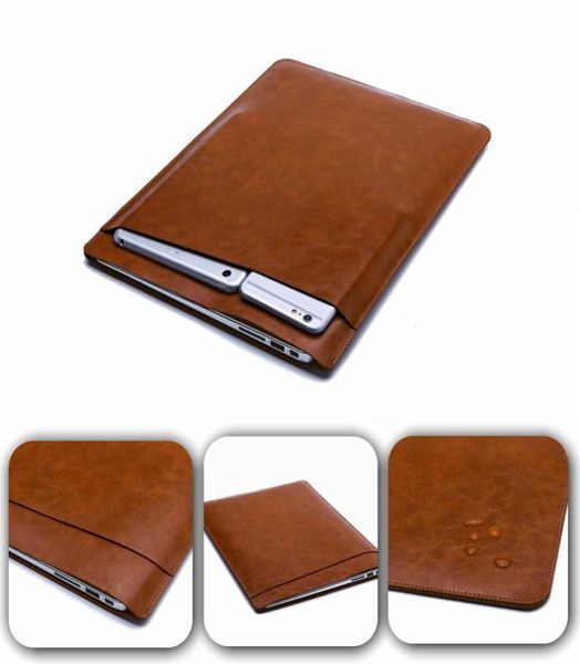 Bolsa de capa de capa de retina de luxo com bolsa de bolso para laptop PU Cover de proteção de couro para MacBook Air 11 12 13 15 polegadas8590050