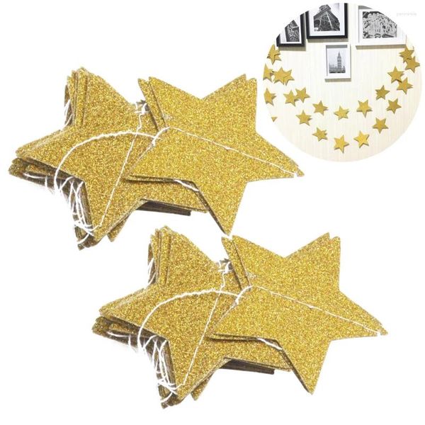 Flores decorativas 2pcs 2m Gold Star Garland Golden Christmas Paper Banner Little for Wedding Party Baby Shower