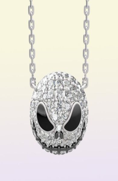 Nightmare Before Christmas Skeleton Necklace Crystas Crystals Women Women Witch Collace Gioielli gotici Goth Gioli interi J1218737511792522