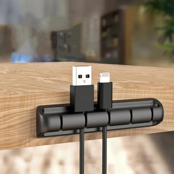 Organizzatore di filo USB Gestione del filo silicone Porta di cavo di gestione del cavo flessibile Clip Organizzatore del cavo desktop autoadesivo