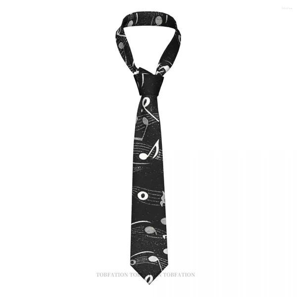 Laço de arco notas de música preta TIBA DE IMPRESSÃO 3D 8cm de largura Acessórios de camisa de gravata de poliéster Decoração de festa
