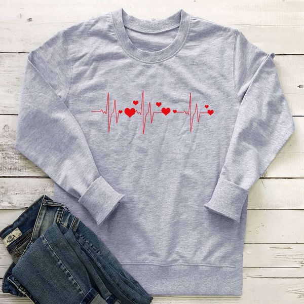 Designer Women's Hoodies Felpette News Valentines Day Love ECG Stampato a manicotto a maniche lunghe a collotto caldo