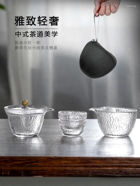 TeAware Setleri İlk Kar Camı One Pot İki Bardak Çay Yapımı Gaiwan Cup Set Seyahat Taşınabilir Kişi