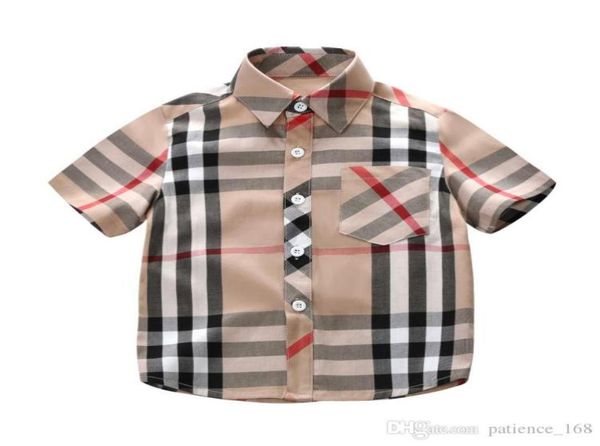 Shirt per ragazzi 2019 Primavera estate Nuovi stili In New Arrival Summer Turndown Collar manica corta Cotton Botton Boys Small Plaid1141891