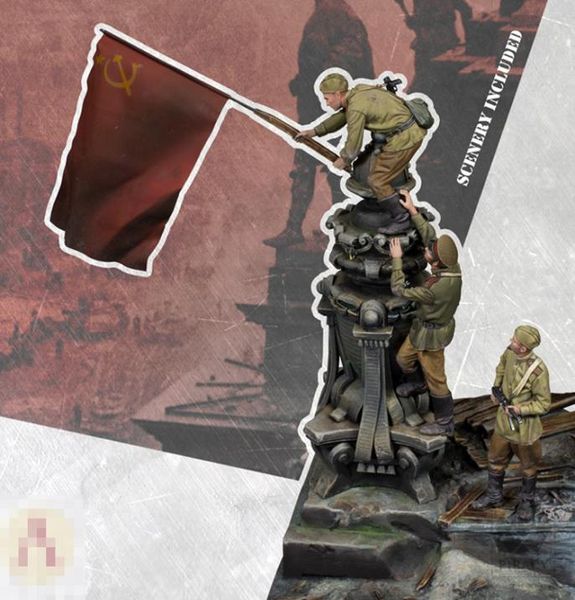 135 Reçine Model Figür GK Asker Berlin sahneleri üzerinden bayrak, WWII'nin askeri teması ve boyasız kit 20122308678