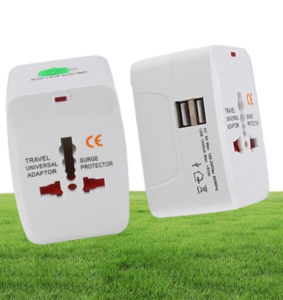 All in One Universal International Plug Adapter 2 USB Port World Travel Ac Charger Power Adapter con Au US US UK Converter Plug converter G7552601