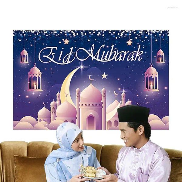 Party -Dekoration Hintergrund Banner für EID 70,9 x 45,3 Zoll Mondstern Hintergrund Po -Stand weiche Balkon Leben