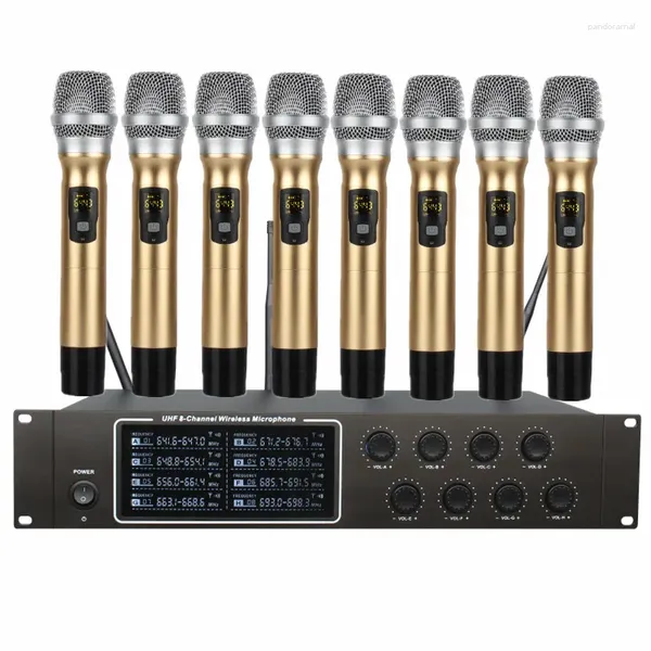 Mikrofonlar 2024 EST 8 Kanal UHF Kablosuz Mikrofon Karaoke Hoparlör Performansı Açık Audio Singing KTV Konferansı Mikrofonu