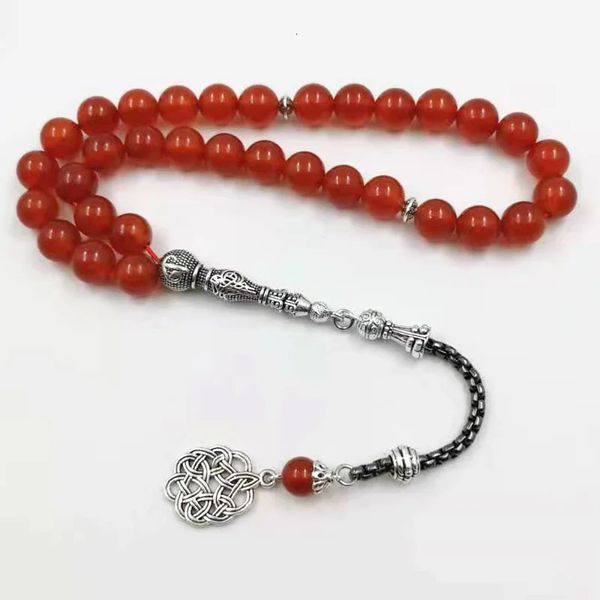 Agate rossa naturale calcedonia tasbih islam Misbaha musulmano tutto è perle di preghiera del braccialetto 33 66 99Beads Stone Rosary 240402