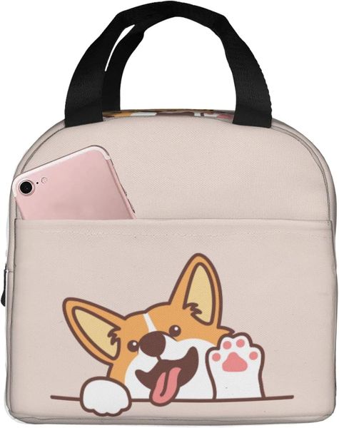 Linda lanche de lancheira com bento de pata de cachorro corgi e calmo de gelo