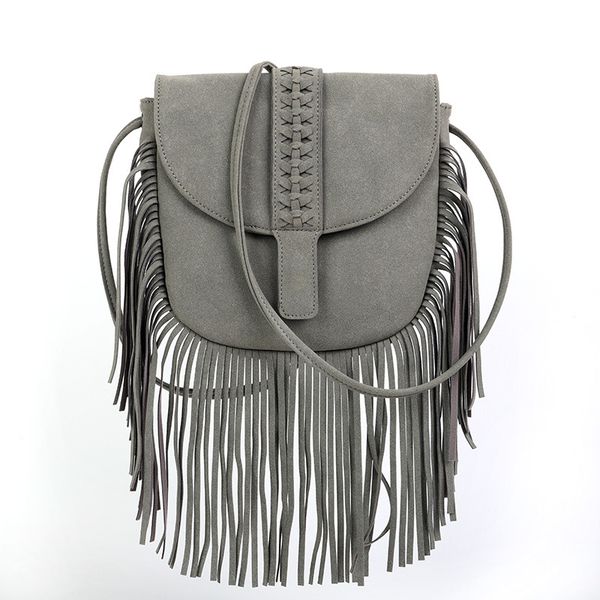 Sacos de ombro de couro de camurça falsa Mulheres de ombro vintage Fringe Ladies Moda Moda Cruz Cross Body Body Sacos hippie Bolsa Boho Bolsa Feminina Bolsa Tassel Bolsa Bohemiana