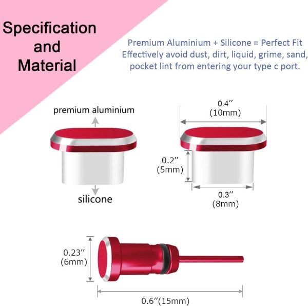 Plug anti -polvere di tipo C Porta di ricarica del telefono da 3,5 mm jack auricolare USB C Tappo di polvere per Samsung Huawei Redmi Accessori telefonici