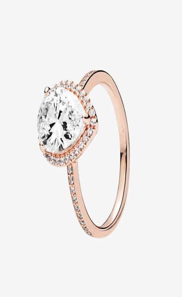 Top Fashion Rose Gold Plited Womens Regalo per matrimoni anelli di lacrima scintillante con scatola originale per 925 argento anello7857073