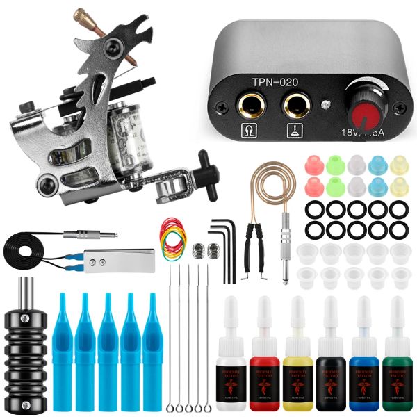 Máquina Tattoo Kit Kit mais barato Tattoo Machine Kit Permanente Tatuagem Tatuagem Tatuagem Machine Gun Supply Afolledes Tattoo Supplies