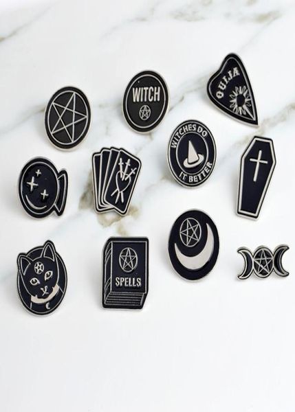 Stretche Fare It Better Witch Ouija Spells Black Moon Pin Badges Balches Backpack con perno smaltato per lana Bag3228957