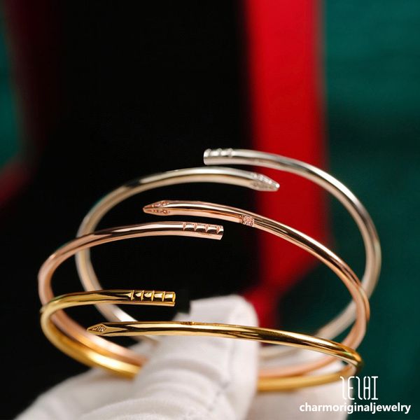 Luxusschmuck Armband Nagelarmband Designer 18K Gold Schmuck Gold Armreifen für Frauen kleine Model Edelsteinarmbänder Designerin Bangle Silber Designer Armbänder Armbänder