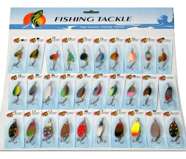 Esca di pesca Wobblers Crankbait 30 PCSSET ASSORT FINNERS LASER SPOON ALLA ATTENZIONE PACCHIA PRESA TREBLE GOOL FINNER METAL PESCA1907180