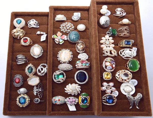 Anello in lega di gembo di gemma o oro e argento con strass per donne perle perle anelli micro inserisci miscela diversi modelli 6345334