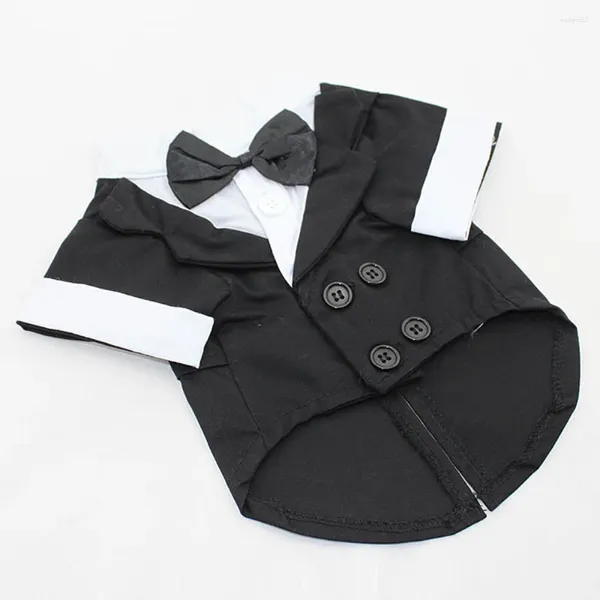 Camicia dell'abbigliamento per cani cucciolo animale domestico piccolo vestiti eleganti abiti per papillon costume da sposa smoking con nero