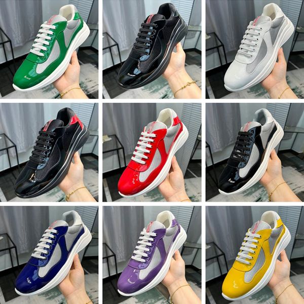 2024 Scarpe designer Americas Cup Leather Mens Women Sneakers di alta qualità in pelle Allenatori piatti Black Mesh Lace-Up Casual Shoes Outdoor Runner Sport Scarpe