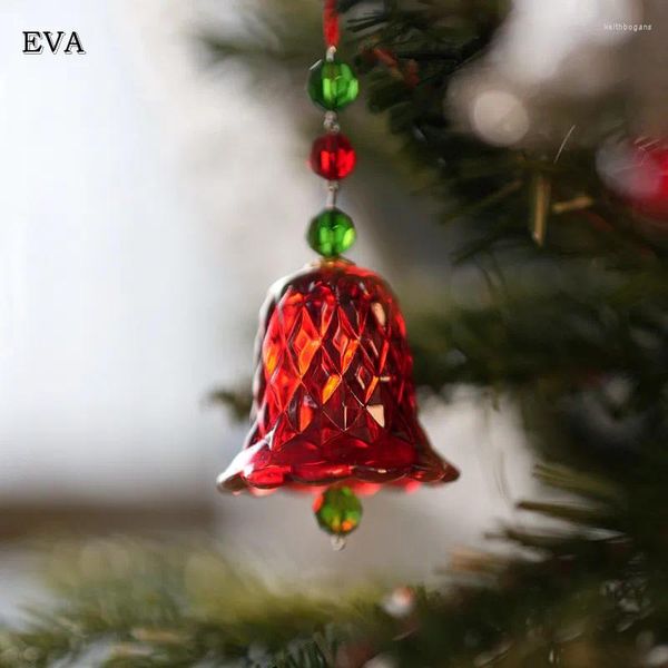 Estatuetas decorativas vermelhas de cristal de cristal de cristal decorações penduradas decorações penduradas de vidro de vidro de férias em árvore de Natal presentes