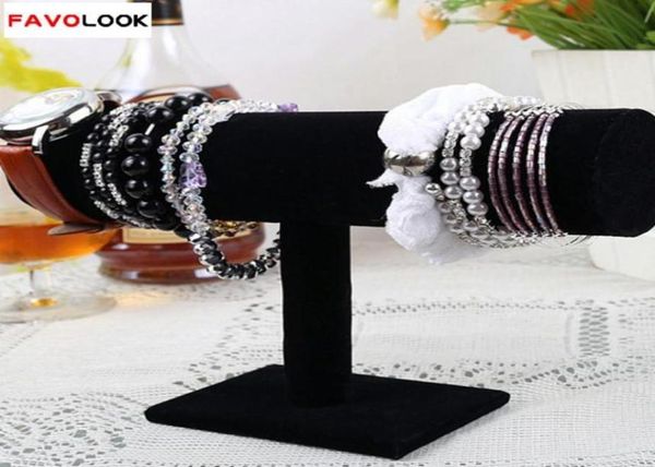 Whole23cm91in Black Velvet Bracelet Chain Watch Display TBAR RACK JOENS HUST STAND JOIXAS Organizer9012843