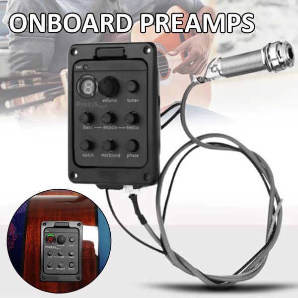 Cabos 4 banda 301 EQ Tuner Piezo Mic Blend Guitart Pickup Pickup Pré -amplificador LCD Tuner Controle de guitarra Acessórios do sistema de guitarra Police de guitarra